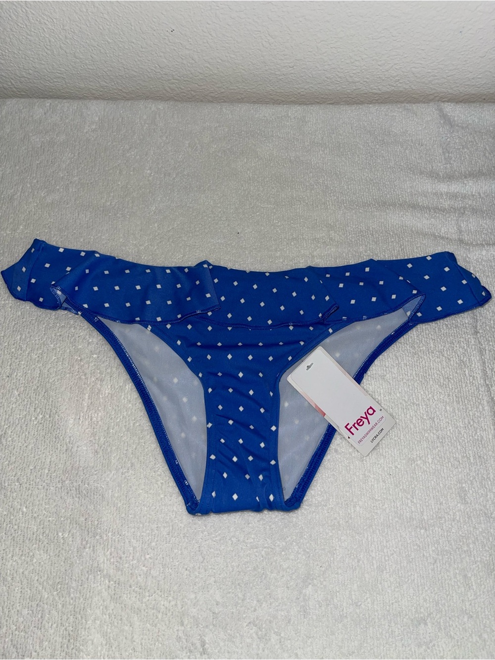 Freya Periwinkle Bikini Bottom with White Diamond Print - Medium - NWT
